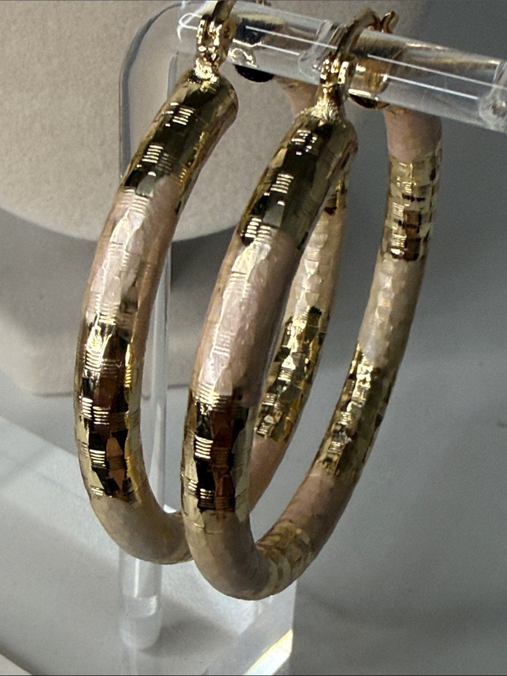 5mm Gold-Tone Textured Hoop Earrings - Women's Jewelry